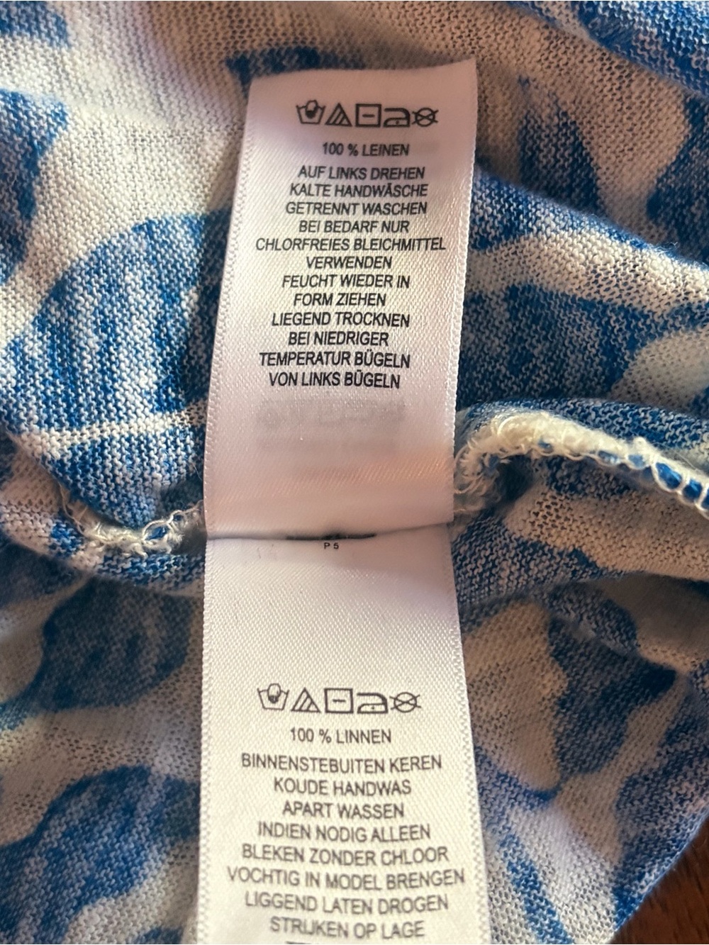 Rachel Zoe Cream Linen Tee with Bold Blue Leaf Print - Picture 8 of 8